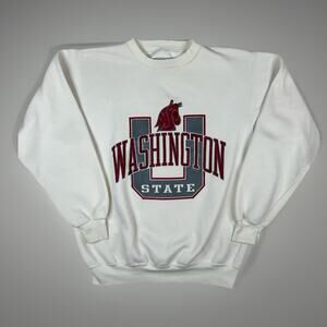 VTG Washington State Cougars Sweatshirt NCAA White Crewneck Men’s Size L 90s
